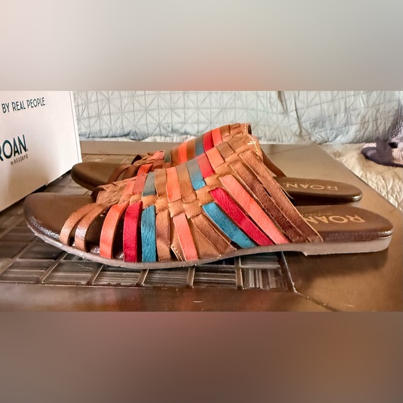 ROAN BY BED|STU Multicolor Huarache Woven Full Grain Leather Slide Sandal. NIB 😍 - Picture 2 of 8